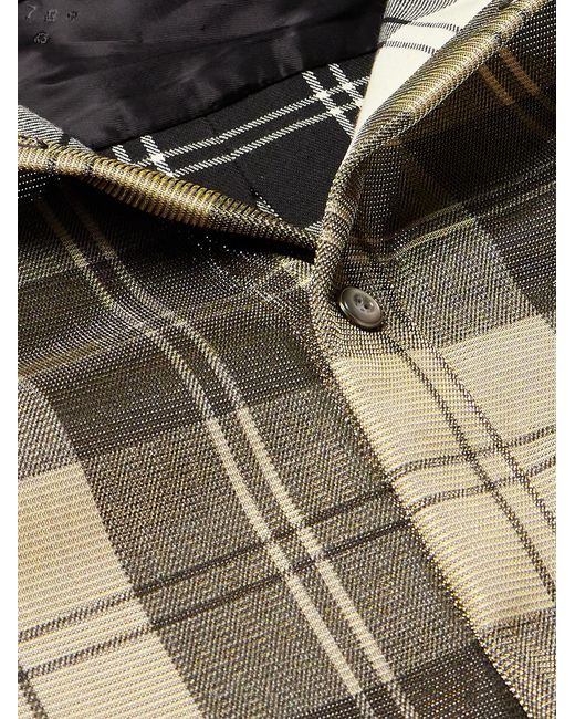 4SDESIGNS Brown Checked Shell-Lamé Overshirt for men