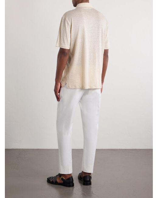 Ralph Lauren Natural Logo-Embroidered Linen-Jersey Polo Shirt for men