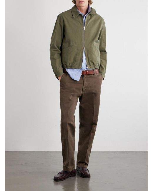 Drake's Green Cotton Blouson Reversible Jacket for men