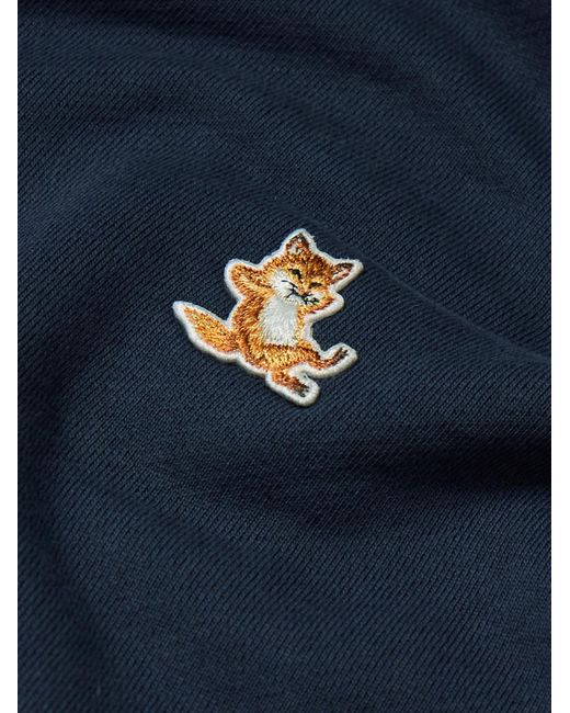 Maison Kitsuné Blue Chillax Fox Slim-Fit Logo-Appliquéd Cotton-Jersey Hoodie for men