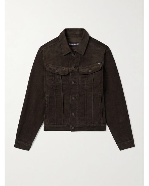 Tom Ford Black Slim-Fit Cotton-Blend Corduroy Jacket for men