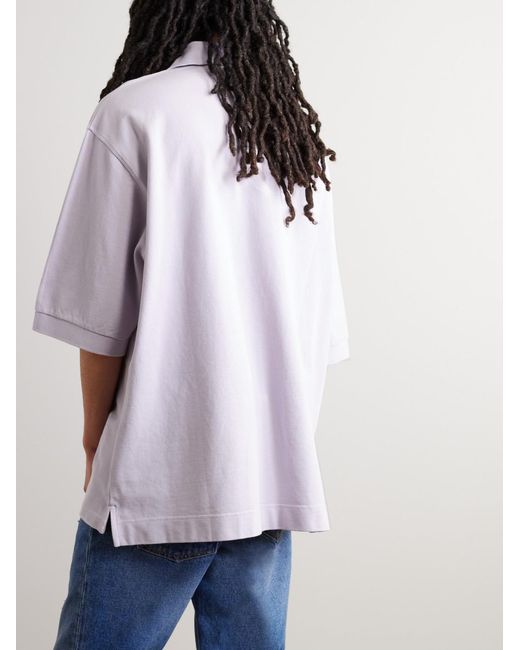 Acne Pink Logo-Embroidered Cotton-Piqué Polo Shirt for men
