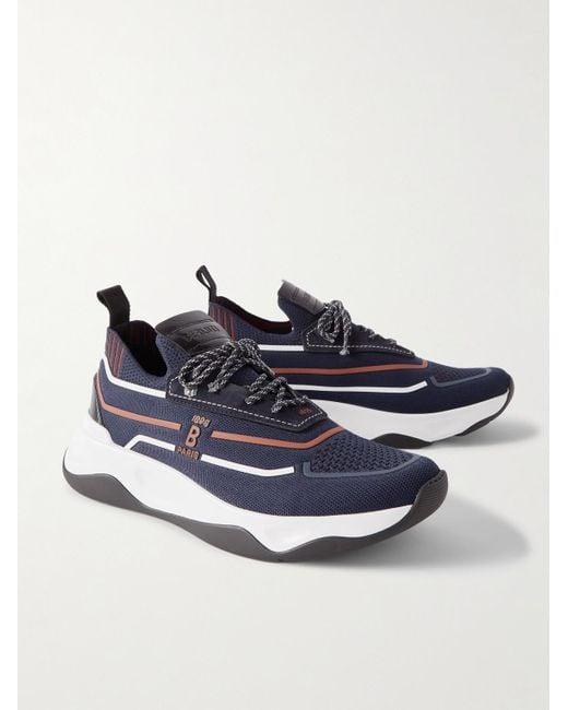 Berluti Shadow Sneakers aus Stretch-Strick mit Besatz aus Veloursleder in Blue für Herren