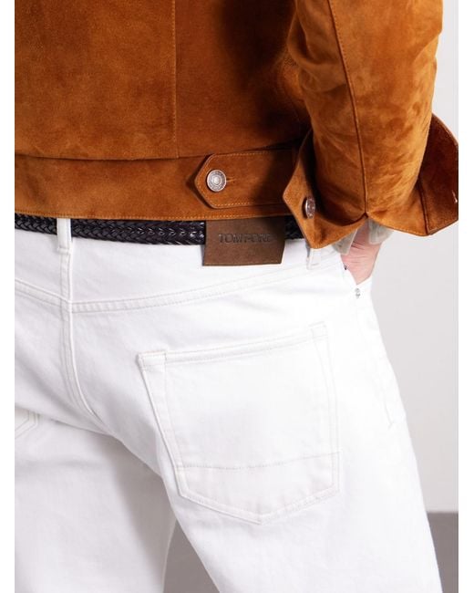 Tom Ford White Straight-Leg Selvedge Jeans for men
