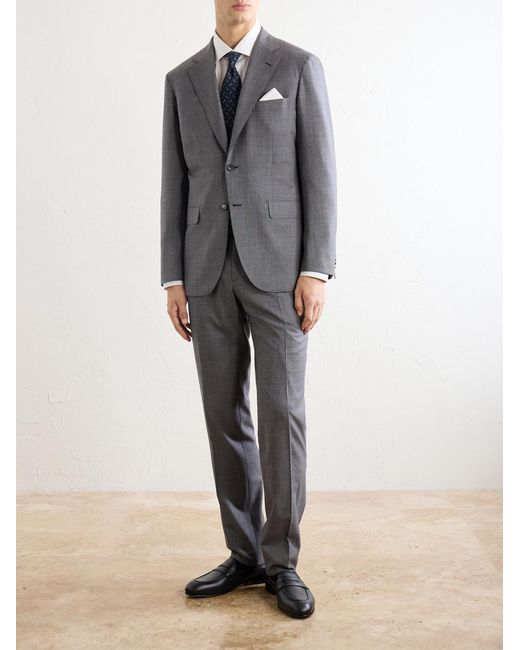 Brioni Gray Plume Wool-Twill Suit Jacket for men