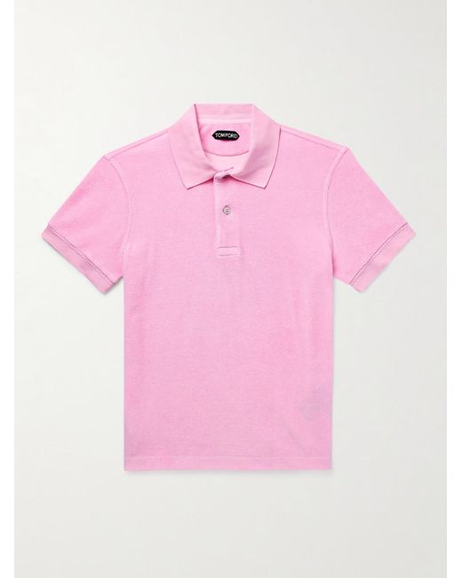 Tom Ford Pink Slim-Fit Cotton-Blend Terry Polo Shirt for men