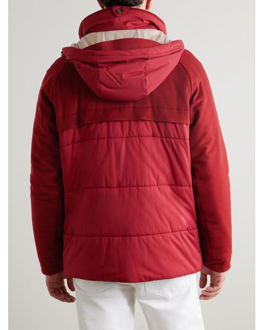Loro Piana Red Storm System Quilted Baby Cashmere And Shell Hooded Jacket for men