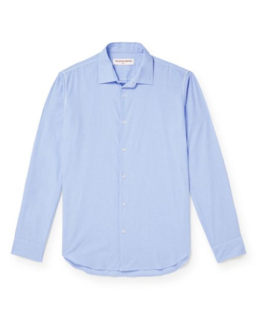 Orlebar Brown Giles Cutaway-collar Cotton Shirt in Blue for Men | Lyst