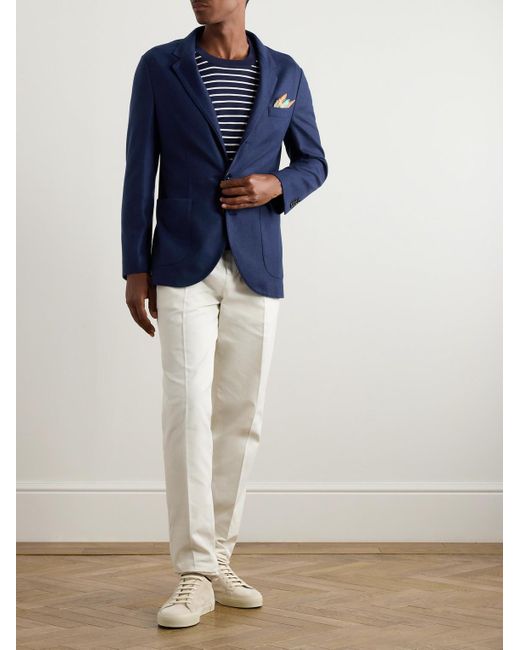 Brunello Cucinelli Blue Unstructured Mélange Cashmere-jersey Blazer for men