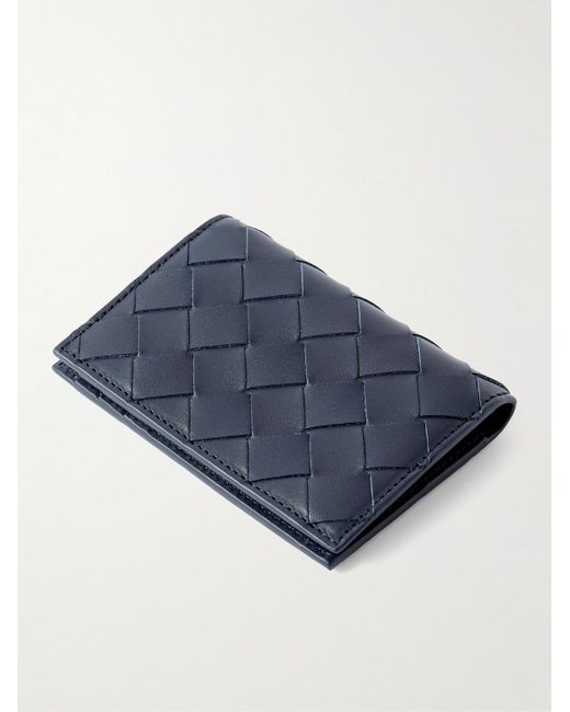 Bottega Veneta Blue Intrecciato Leather Bifold Cardholder for men