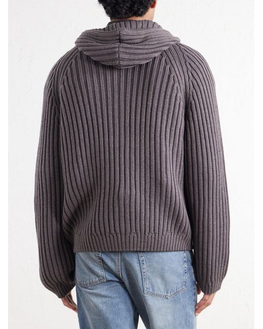 Our Legacy Gray Level Merino Wool Zip-Up Hoodie for men