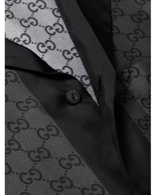 Gucci Black Printed Silk Twill Bowling Shirt, Size 60, Ready-To-Wear for men
