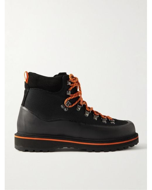 Mr P. Black Diemme Roccia Vet Sport Leather-trimmed Mesh And Rubber Hiking Boots for men