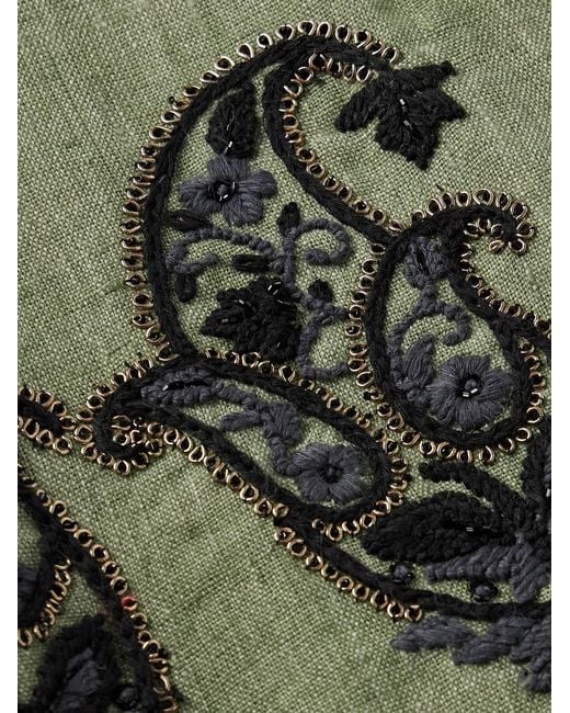 Kartik Research Green Embellished Linen Overshirt for men