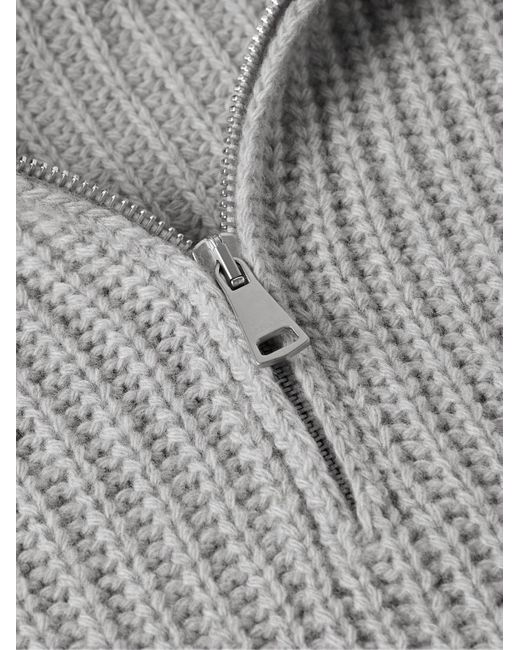 Pullover in lana a coste con mezza zip di Ghiaia in Gray da Uomo