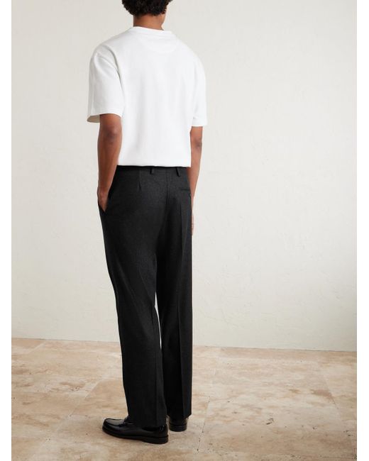 Mr P. Black Straight-leg Pleated Cashmere-blend Flannel Suit Trousers for men