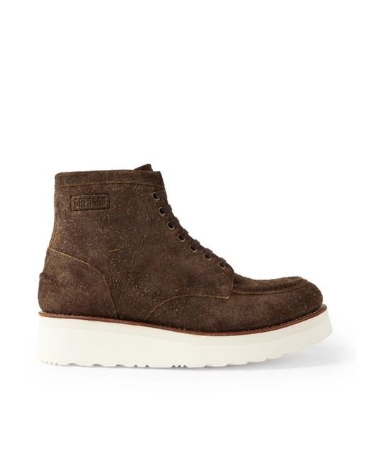 GRENSON Brown Asa Textured-Suede Boots for men