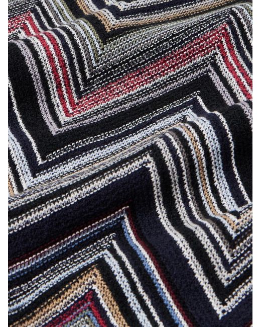 Missoni Blue Striped Crochet-knit Cotton-blend Cardigan for men