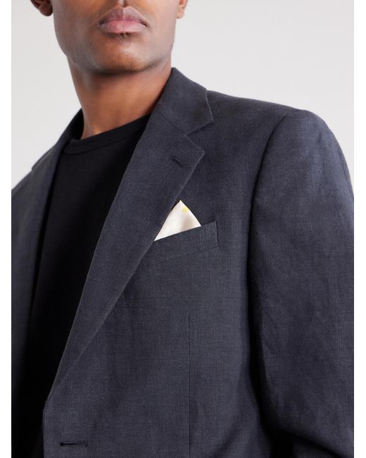 Mr P. Black Slim-Fit Linen Suit Jacket for men