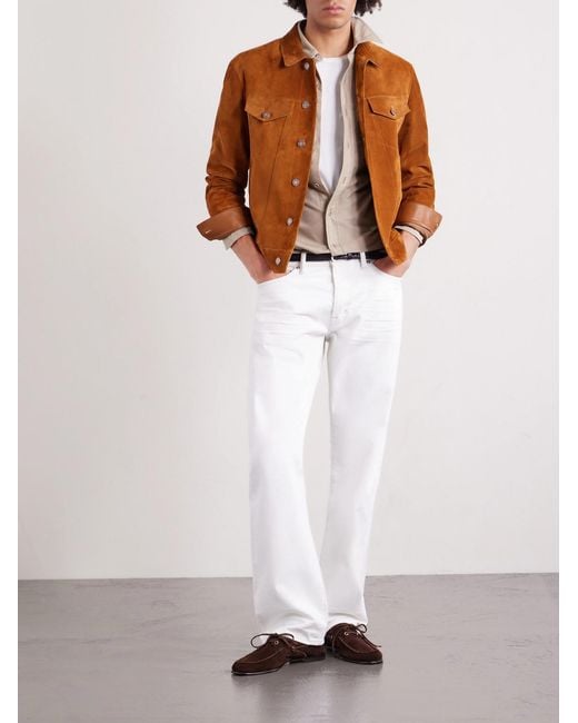 Tom Ford White Straight-Leg Selvedge Jeans for men