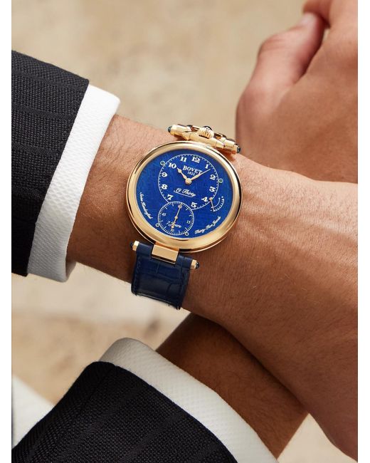 Bovet Blue 19thirty Hand-wound 18-karat Red Gold And Meteorite Watch for men
