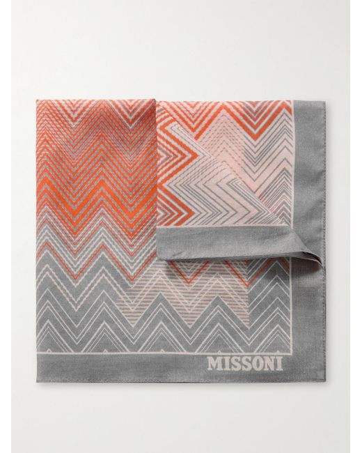 Missoni Gray Printed Cotton Pocket Square for men