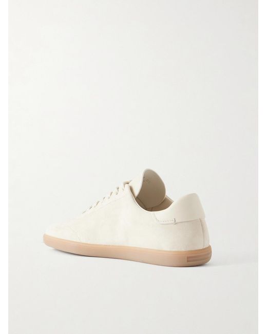 Zegna White 232 Leather-trimmed Suede Sneakers for men