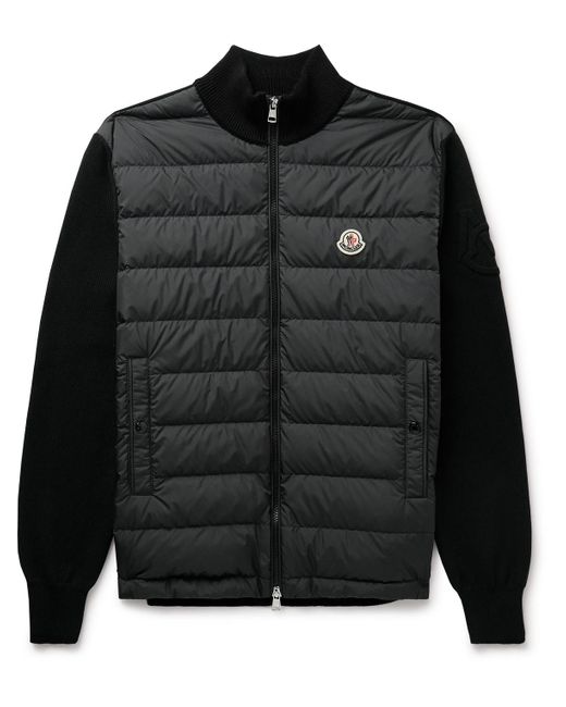 Moncler Black Padded-panel Knit Cardigan for men