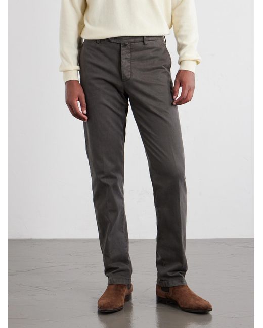 Kiton Gray Straight-Leg Lyocell-Blend Trousers for men