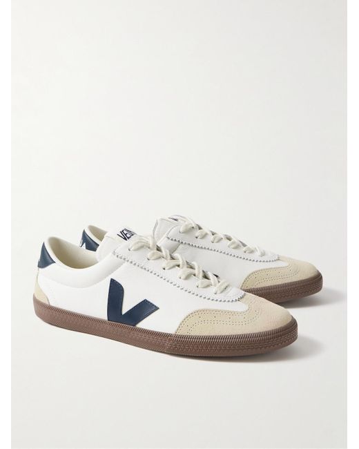Veja White Volley Suede-trimmed O.t. Leather Sneakers for men