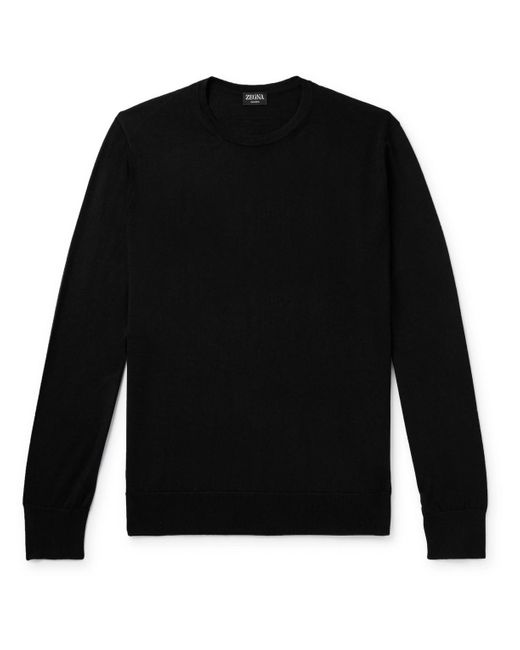 Zegna Black Cashmere And Silk-blend Sweater for men
