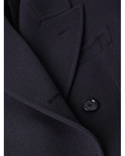 Tom Ford Blue Double-breasted Wool Overcoat for men