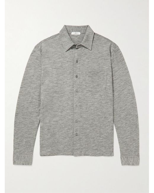 Mr P. Gray Mélange Organic Cotton-Piqué Shirt for men
