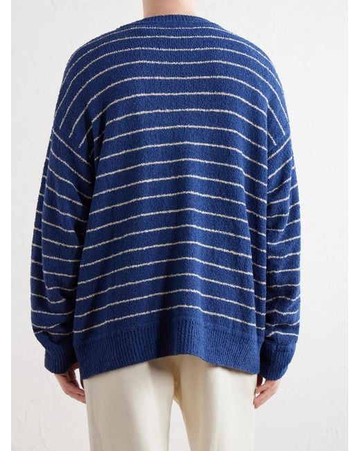 The Elder Statesman Blue Eyelash Striped Cotton-Blend Sweatshirt for men
