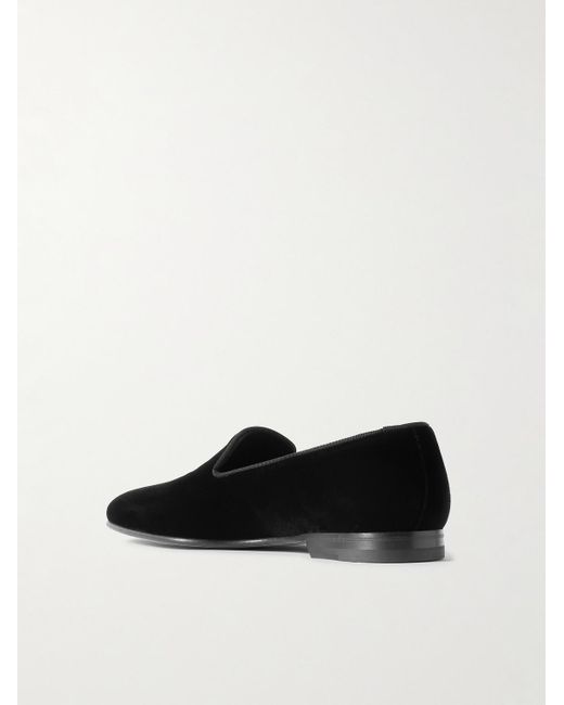 Manolo Blahnik Black Mario Grosgrain-Trimmed Velvet Loafers for men