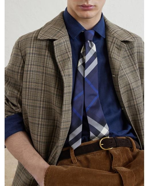 7Cm Checked Silk-Twill Tie di Burberry in Blue da Uomo