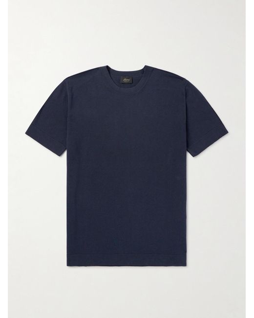 Brioni Blue Cotton And Silk-blend T-shirt for men