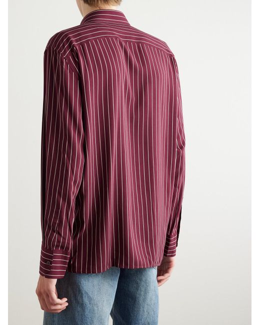Saint Laurent Purple Pinstriped Crepe Shirt for men