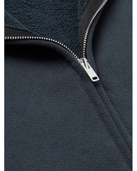 Les Tien Kapuzenjacke aus Baumwoll-Jersey mit Fleece an der Innenseite in Stückfärbung in Blue für Herren