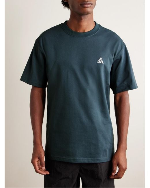 Nike Blue Acg Logo-embroidered Jersey T-shirt for men
