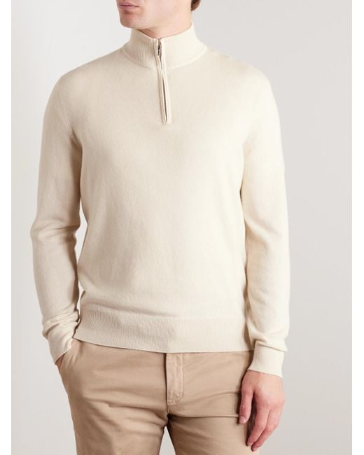 Loro Piana Natural Slim-fit Baby Cashmere Half-zip Sweater for men