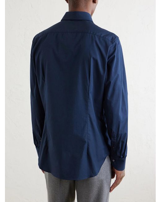 Canali Blue Cotton-Poplin Shirt for men