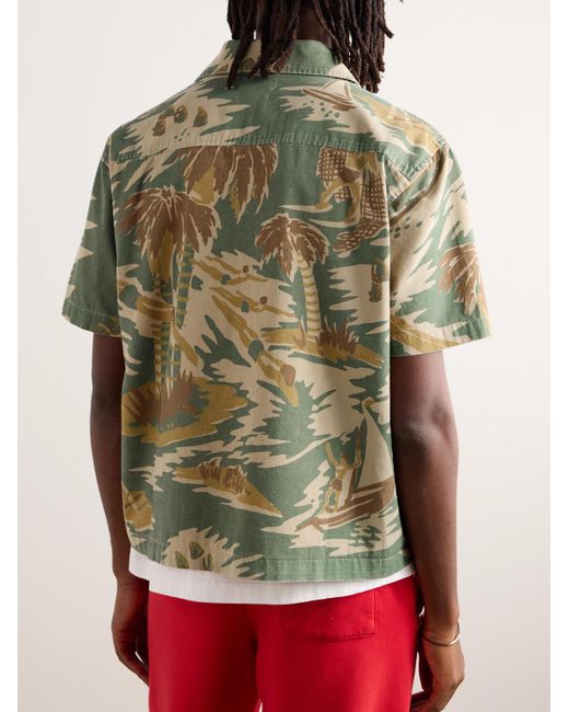 CHERRY LA Hemd aus bedrucktem Baumwoll-Twill mit Reverskragen in Green für Herren