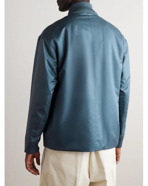 Loro Piana Blue Padded Silk-Twill Bomber Jacket for men