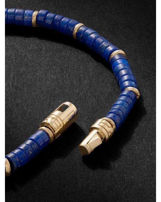 John Hardy Black Gold Lapis Lazuli Heishi Beaded Bracelet for men