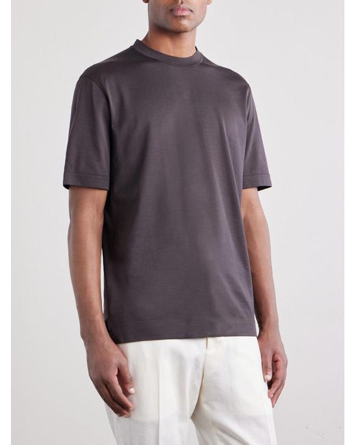 Zegna Purple Cotton And Silk-blend T-shirt for men
