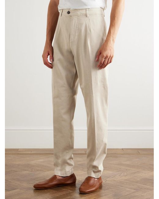 Eleventy Gerade geschnittene Hose aus einer Stretch-Baumwoll-Lyocell-Mischung mit Falten in Natural für Herren