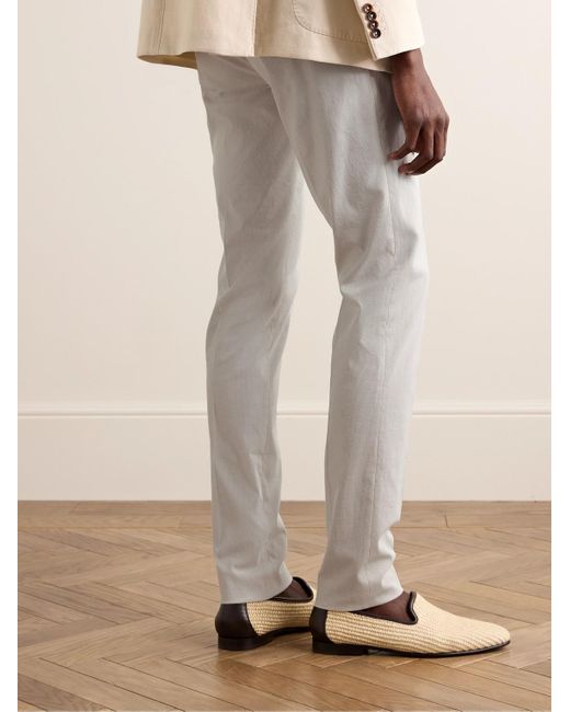 Incotex Gray Venezia 1951 Slim-fit Pinstriped Cotton-blend Seersucker Trousers for men