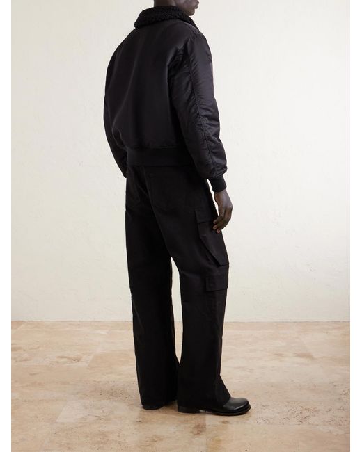 (w)taps Black Padded Fleece-trimmed Shell Jacket for men