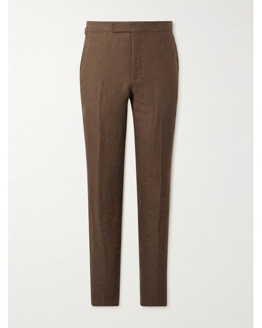 Pantaloni a gamba dritta in lino di Polo Ralph Lauren in Brown da Uomo